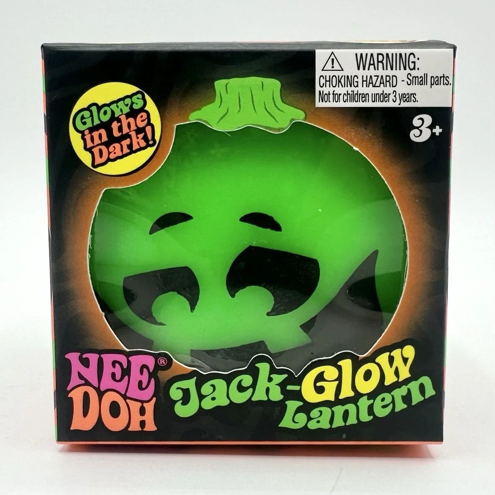 New Sealed NeeDoh Green Jack Glow Pumpkin Halloween Glow In The Dark Schylling